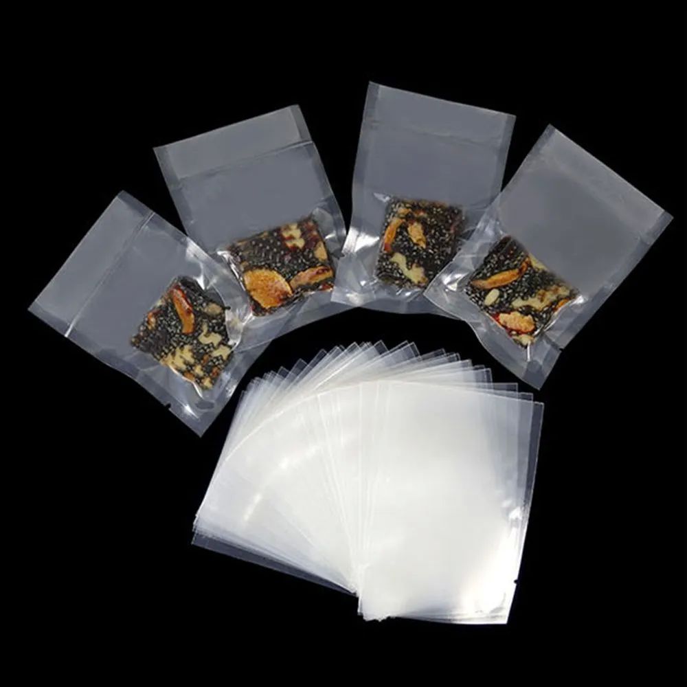 13 Sizes Clear Nylon Open Top Vacuum Plastic Heat Sealing Food Long Term Storage Bags Poly Vacuum Smell Proof Food Pack Pouch